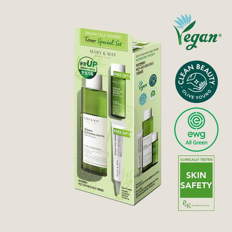 Mary & May Vegan CICA Tea Tree Toner Special Set (200ml+30ml+Eye cream 12g)